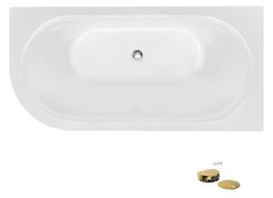 Besco Akrylátová volně stojící vana Avita A-Line CC/NP 150x75 (160x75, 170x75), napouštění přes přepad Rozměry (cm): 160x75, Typ a barva výpustě: McAlpine Click-Clack s napouštěním přes přepad, zlatá, Orientace: Pravá