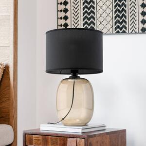 Stolní lampa Melody, výška 48 cm, hnědé sklo, černý textil