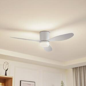 Stropní ventilátor Lucande LED Kayu, bílý, DC, tichý, Ø 132 cm