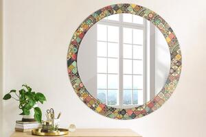 Kulaté dekorační zrcadlo na zeď Etnický květinový
