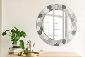 Kulaté zrcadlo s potiskem Hexagonální vzor