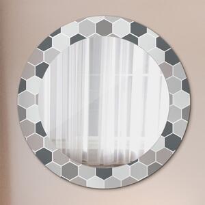 Kulaté zrcadlo s potiskem Hexagonální vzor