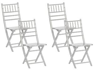 Sada 4 skládacích stříbrných dřevěných jídelních židlí MACHIAS