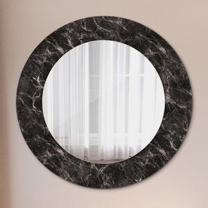 Kulaté zrcadlo rám s potiskem Černý mramor