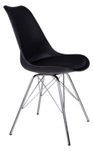 House Nordic Jídelní židle černá Oslo chrom (Židle v černé barvě s chromovanými nohami)