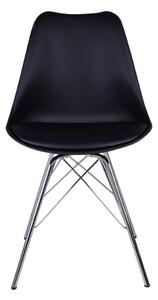 House Nordic Jídelní židle černá Oslo chrom (Židle v černé barvě s chromovanými nohami)