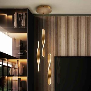 Schuller Valencia Závěsné svítidlo LED Twist, 3l. Hliník, kov, akryl, zlatá barva, stmívatelný, Mosaz / zlato, Obývací pokoj / jídelna, Hliník