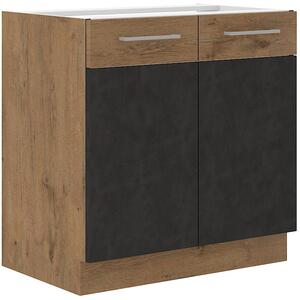 Spodní kuchyňská skříňka 80 cm LOUSIE - Černá / Dub artisan