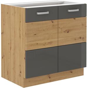 Spodní kuchyňská skříňka 80 cm LOUSIE - Černá / Dub artisan