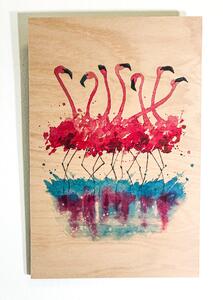 Obraz na dřevě - Flamingos