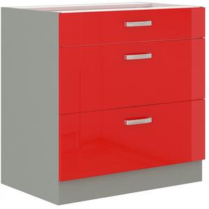 Šuplíková kuchyňská skříňka 80 cm 04 - HULK - Červená lesklá