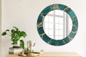 Kulaté dekorativní zrcadlo Green malachite marble