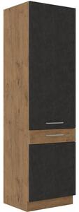 Vysoká kuchyňská skříň policová 60x210 cm 25 - MYSTIC - Béžová lesklá / Dub artisan