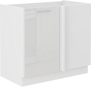 Spodní rohová skříňka do kuchyně 90x82 cm 01 - VISION - Bílá lesklá / Dub lancelot