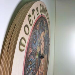 Dřevěné hodiny Alfons Mucha - průměr 40 cm Průměr (cm): 30 cm
