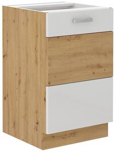 Dřezová kuchyňská skříňka 50x82 cm 25 - MYSTIC - Béžová lesklá / Dub artisan