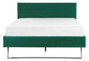 Sametová, zelená postel 140 x 200 cm BELLOU