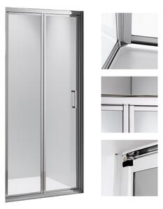 BPS-koupelny Zalamovací posuvné sprchové dveře HYD-DN09A 80 chrom/transparent pro instalaci do niky - bez vaničky