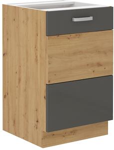 Dřezová kuchyňská skříňka 50x82 cm 25 - MYSTIC - Béžová lesklá / Dub artisan
