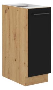 Výsuvná kuchyňská skříňka 30 cm LOUSIE - Černá / Dub artisan
