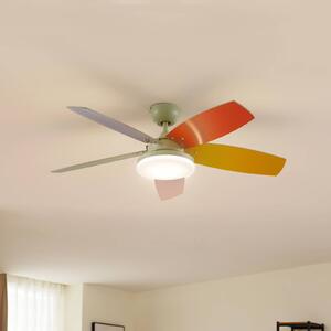 Lindby LED stropní ventilátor Jonte, dřevo, DC, tichý, Ø 106 cm, stmívatelný, Vícebarevná, Obývací pokoj / jídelna, kov, Moderní