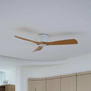 Stropní ventilátor Lucande Smart LED Moneno, bílá/dřevo, Tuya