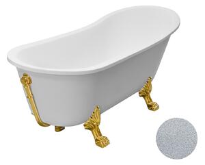 Besco Akrylátová volně stojící vana Olaya Glam S 160x68 s přepadem Typ a barva výpustě: bez odpadového sifonu, Barva podpěrných nožek: Bílá