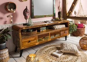 Televizní stolek ze starého dřeva 180x45x70, vícebarevný, lakovaný