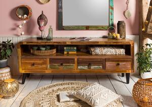 Televizní stolek ze starého dřeva 180x45x70, vícebarevný, lakovaný