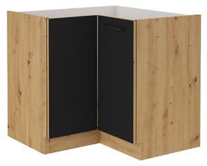 Rohová kuchyňská skříňka spodní 83 x 83 cm LOUSIE - Černá / Dub artisan
