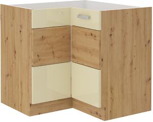 Rohová kuchyňská skříňka spodní 83 x 83 cm GOREN - Cappucino lesklá