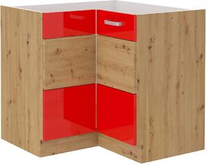 Rohová kuchyňská skříňka spodní 83 x 83 cm 26 - MYSTIC - Cappucino lesklá / Dub artisan