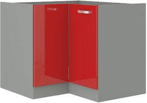 Rohová kuchyňská skříňka spodní 83 x 83 cm 04 - HULK - Červená lesklá