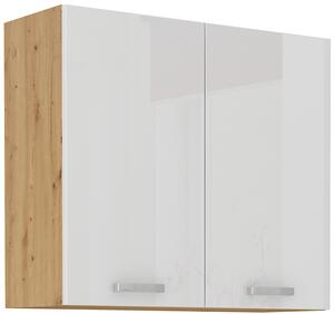 Kuchyňská skříňka závěsná 80 cm 08 - THOR - Bílá lesklá