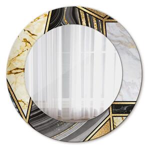 Kulaté dekorativní zrcadlo Agat mramor a zlato