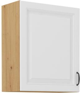 Samostatná horní kuchyňská skříňka 60 cm 24 - MYSTIC - Bílá lesklá / Dub artisan