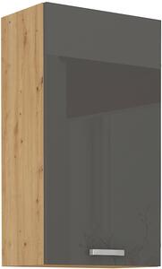 Závěsná horní kuchyňská skříňka 50 cm 25 - MYSTIC - Béžová lesklá / Dub artisan