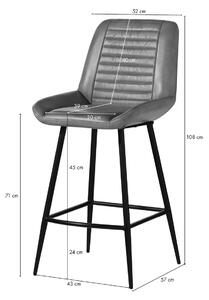 DARKNESS Barová židle z pravé kůže, 52x57x108, béžová barva