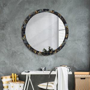 Kulaté dekorativní zrcadlo na zeď Hexagonový mramor