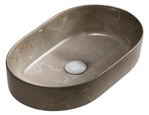 BPS-koupelny Keramické umyvadlo na desku HYD-CI-MAR8-460 46x31,5 cm, béžový mramor