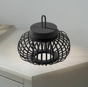 JUST LIGHT. Akuba LED dobíjecí stolní lampa černá 22 cm bambusová