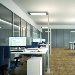 Waldmann Stojací lampa LED Lavigo Core DPS 12500/840/R/G1, bílá, senzor, stmívatelný, Bílá / opál, Pracovna / kancelář, kov, Moderní, stojací lampa