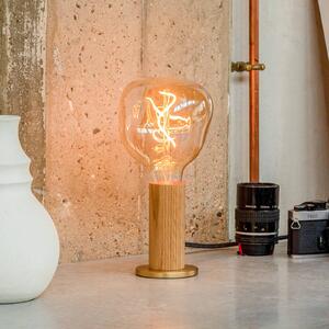 Stolní lampa Tala Knuckle, lampa z čirého skla, dub