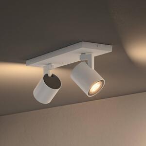 Philips Hue LED bodovka Runner, 2 ks, stmívač, bílá, stmívatelný, Bílá / opál, Obývací pokoj / jídelna, Hliník, Moderní