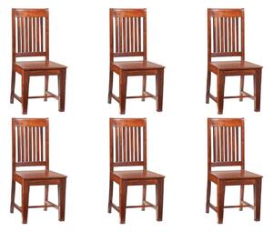 CAMBRIDGE Židle se širokým opěradlem, akácie, nugát, masivní dřevo sada 6 kusů