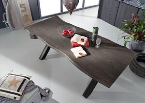 DARKNESS Jedálenský stôl 240x100 cm X-nohy - sivá, prírodná