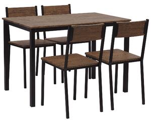 Sada jídelního stolu a 4 židlí z tmavého dřeva s černým HAMRY