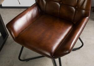 DARKNESS Barová židle z pravé kůže, 60x67x86, hnědá