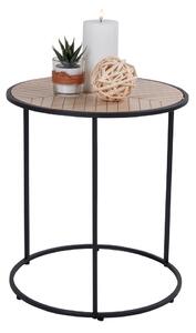 House Nordic Boční stolek Bergamo (Kulatý boční stolek v černé barvě s deskou z dýhy paulovnie\n\nø40xh45 cm)