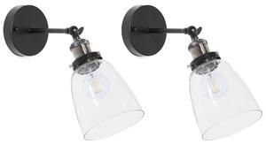 Sada 2 nástěnných lamp LOVAT Nastavitelná Kov Průhledná Černá